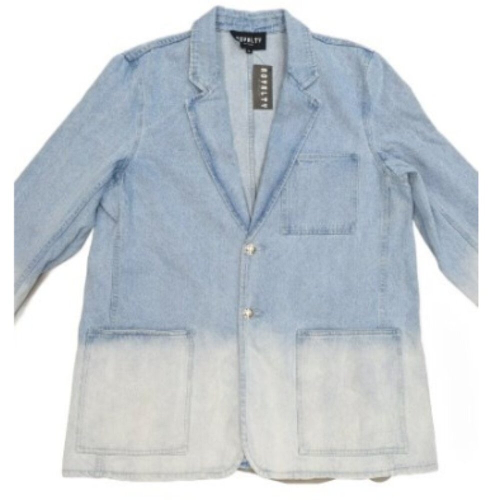 Royalty by Maluma NWT Women's Light Wash Ombre Denim Pea Coat, Size XLarge